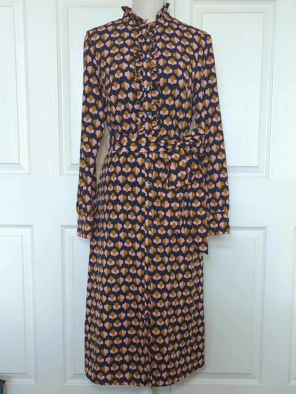 Boden Navy Oak Leaf Clover Long Sleeve Shirt Dress - Picture 6 of 12